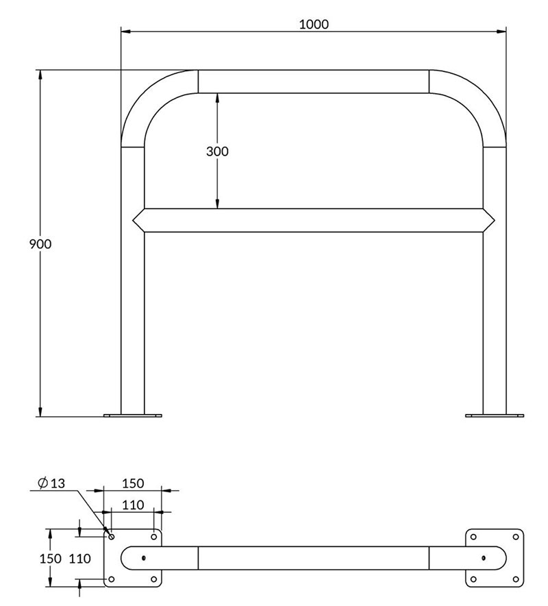 arceau avec barre de renfort 1 m de long