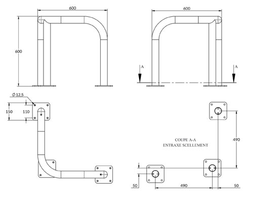 étrier d'angle en acier pour protection bâtiment