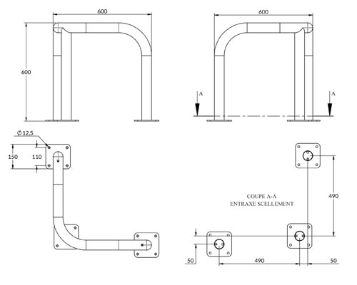 étrier d'angle en acier pour protection bâtiment