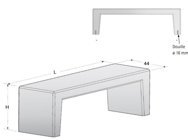 Dimensions de la banquette urbaine en béton - Cofradis Collectivités