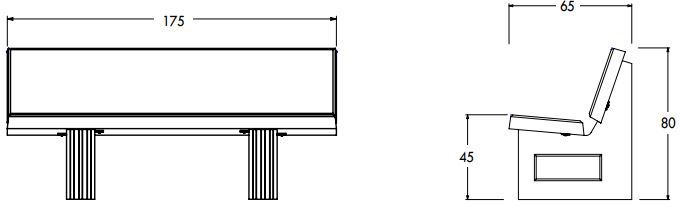 dimensions du banc public extérieur en béton - cofradis collectivités