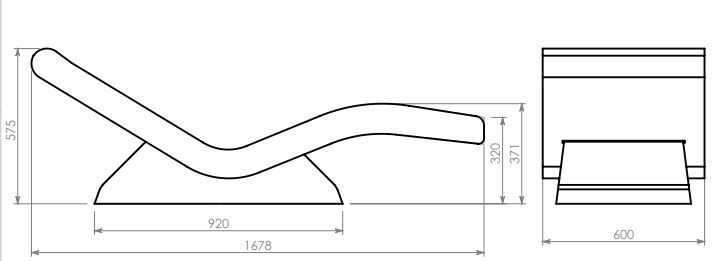 Dimensions de la chaise longue extérieure en béton - Cofradis Collectivités