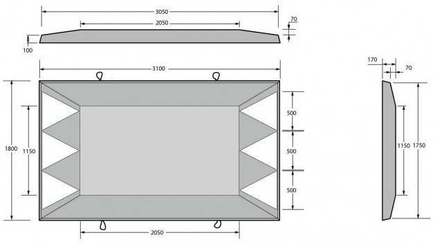 dimensions du ralentisseur routier en béton - cofradis collectivités