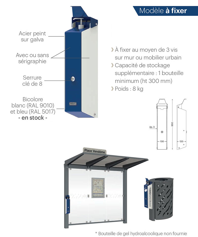 Borne de distribution de gel à fixer