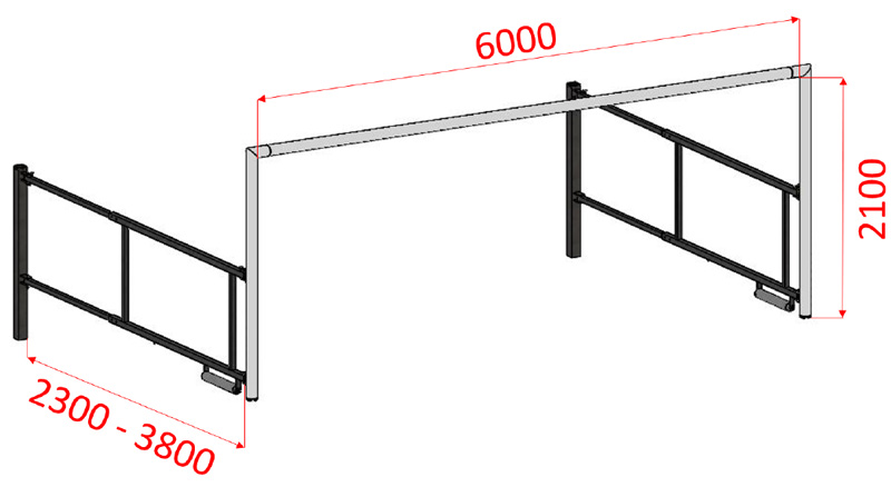 Dimensions de la barre de buts rabattable