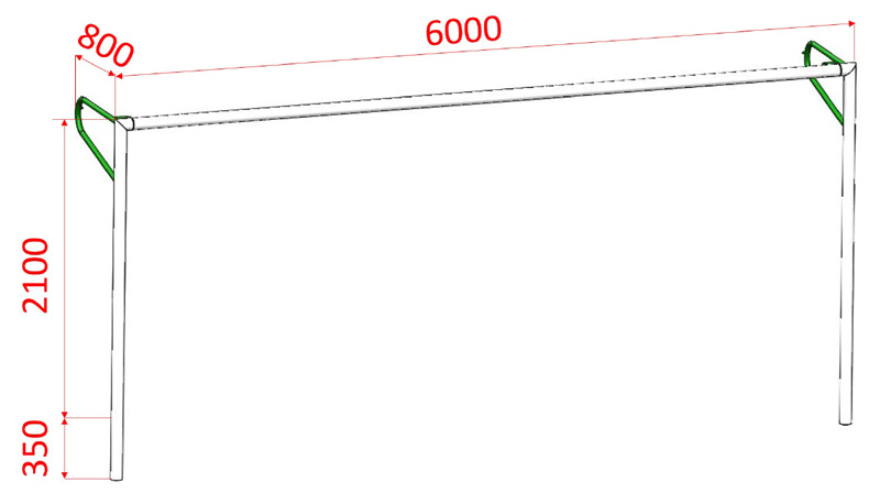 Dimensions de la cage de foot à 8