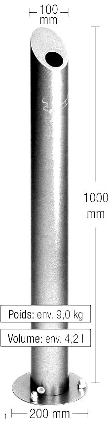 Dessin technique avec ses dimensions du cendrier extérieur en forme de colonne - Cofradis Collectivités