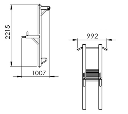 Dimensions de l'appareil barres pour dorsaux
