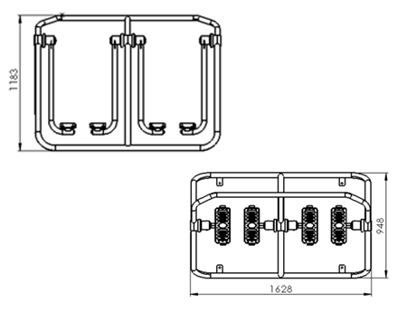 Dimensions du marcheur double en acier