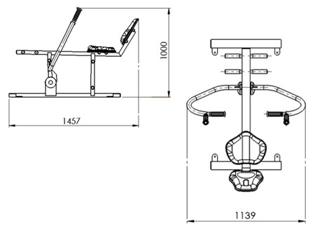 Dimensions du rameur de musculation pour extérieur